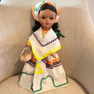 Traditional Mexican folk Doll sleep eyes braided hair Spanish 12”